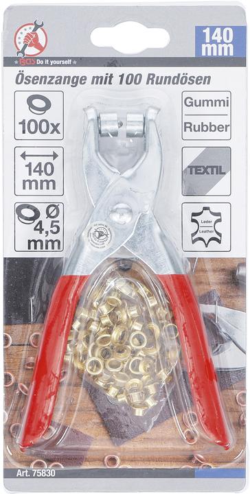 Actual product image BGS Eyelet Pliers with 100 Round Eyelets | 4.5 mm