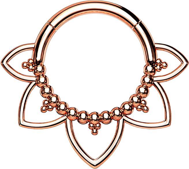 Produktbild Star Piercing Micro Segmentring klappbar rosegold filigrane Herzen (ohne Messing, Chirurgenstahl 316L)