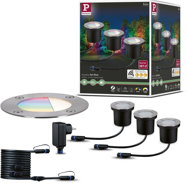 Produktbild Paulmann Outdoor Plug & Shine Bodeneinbauleuchte Zigbee Starterset (350 lm, IP67)