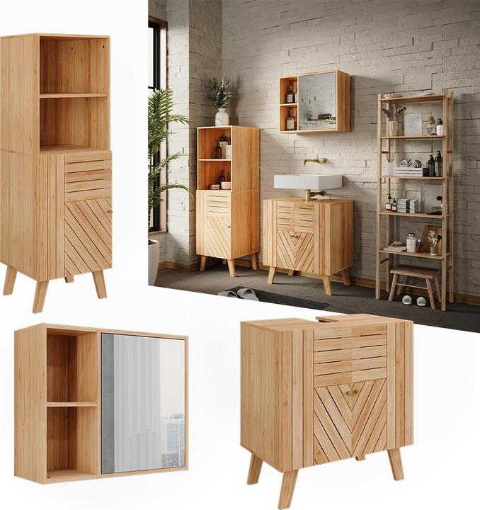Produktbild Vicco Badmöbel-Set Lucie, Bambus, 3 Teile, mit Midischrank