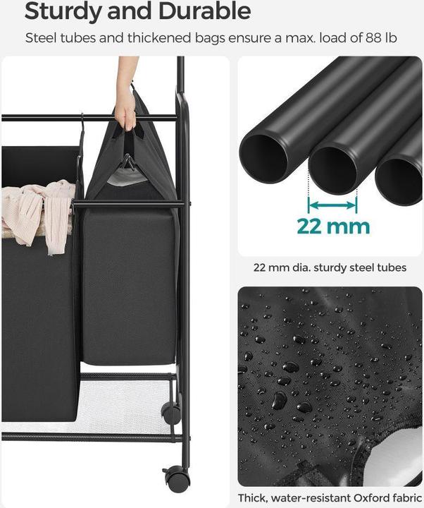 Image du produit Songmics Wäschekorb 50 l, Schwarz (50 l)