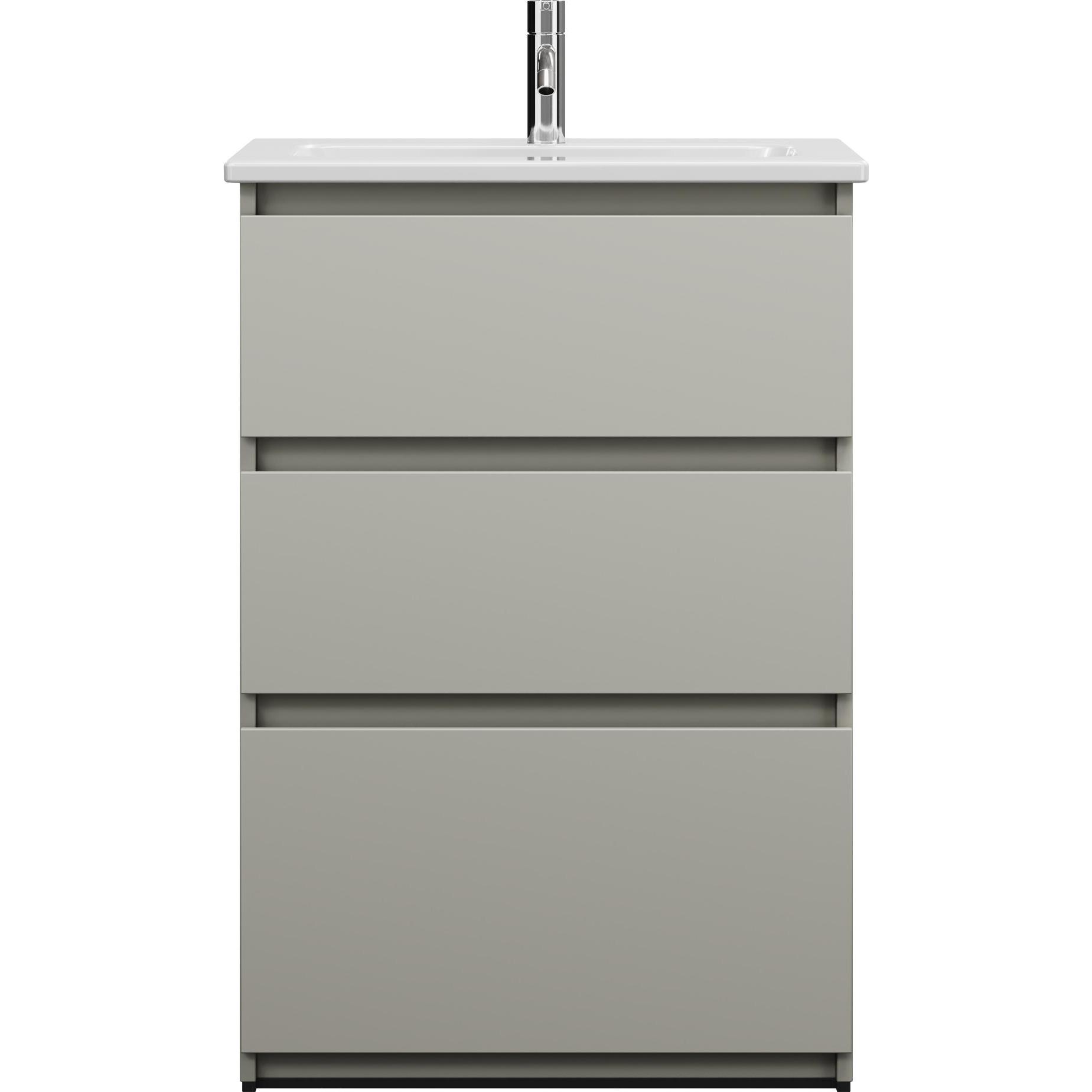 burgbad, Badmöbelset, Lin20 tiefes Keramik-Waschtisch inklusive Waschtischunterschrank 3 Auszüge, 630x415x912mm