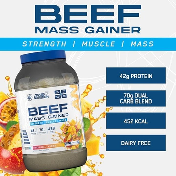 Actual product image Applied Nutririon Applied Nutrition Beef Mass Gainer Protein Powder 42g Beef Protein Isolate (2000 g, Tropical vibes)