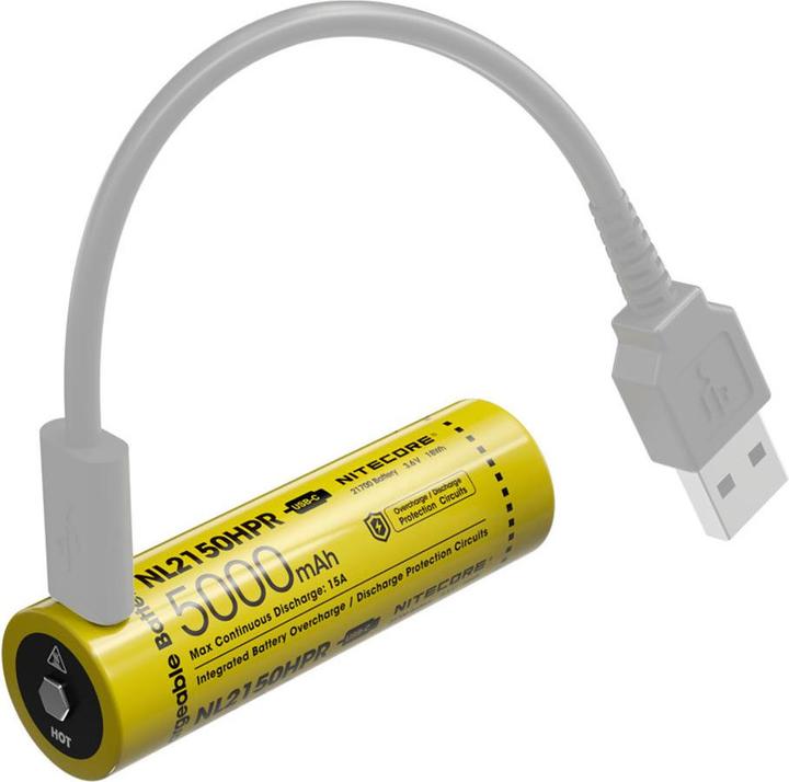 Actual product image Nitecore Li-Ion battery 21700, 5000mAh, NL2150HPR USB-C