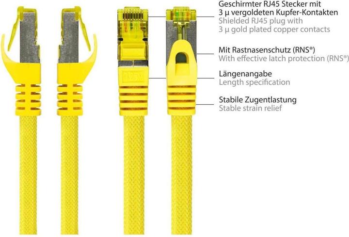 Produktbild Varia SO-37135 - Patchkabel Cat.7, S/FTP, 7,5m, gelb (PiMF, S/FTP, CAT7, 7.50 m)