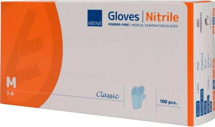 Image du produit Abena Classic gants nitrile M 240mm non poudrés non stériles bleu 100 pc (M)