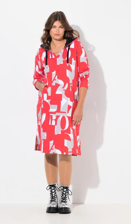 Produktbild Laurasøn Sweatkleid mit grafischen Druck, Kapuze, Langarm, OEKO-TEX (56)