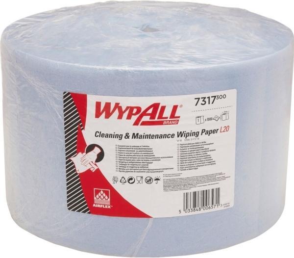 Actual product image Kimberly-Clark Wipe WYPALL* L20 EXTRA+ 7317 L380xW235approx. mm blue 2-ply (1000 pcs.)