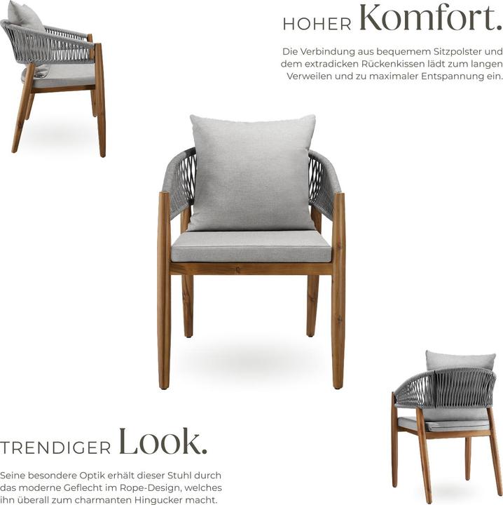 Actual product image tectake Garden chair Manacor, Rope design