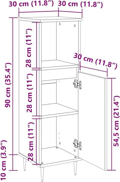 Immagine prodotto vidaXL Badschrank -Optik 30 x 30 x 100 cm (30 x 30 x 100 cm)