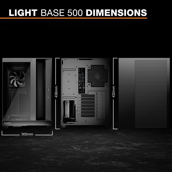 Actual product image be quiet! Light Base 500 Schwarz Midi Tower Gaming Gehäuse mit Seitenfenster (mATX, Mini-ITX, ATX)