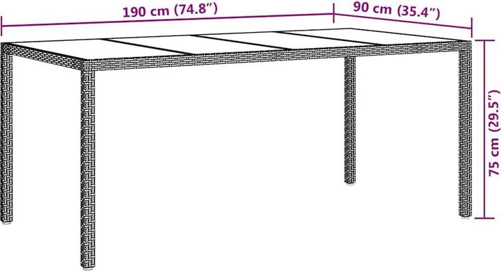 Produktbild vidaXL Gartentisch (190 x 90 x 75 cm)