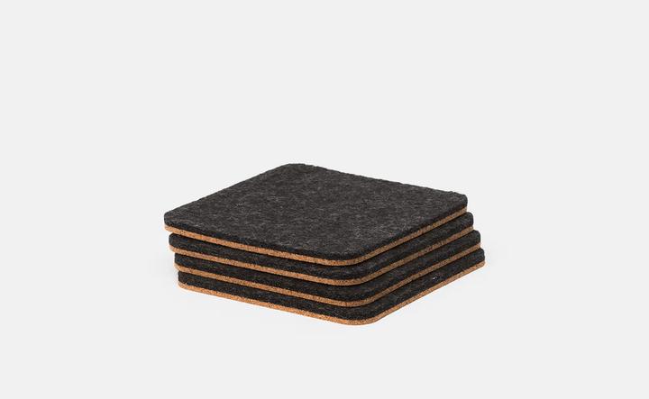 Oakywood Felt&Cork Coasters - Kleine Tischsets aus Wollfilz - Anthrazit - (Glasuntersetzer)