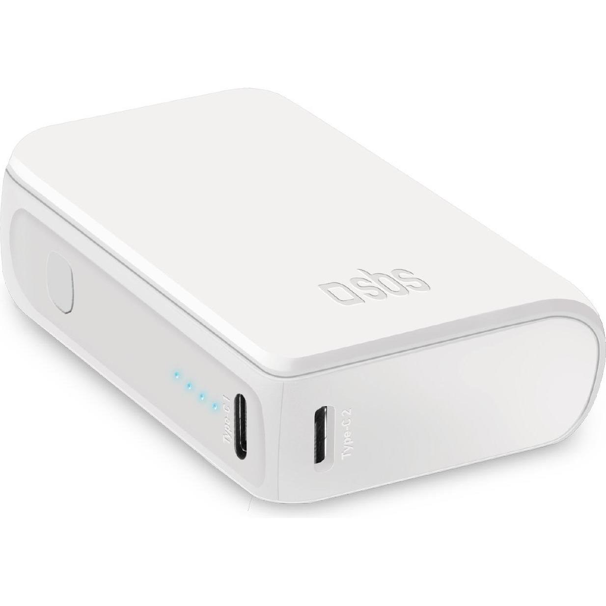 SBS Powerbank 10.000mAh 2x USB-C/1x USB 10W weiá (10000 mAh, 10 W, 37 Wh), Powerbank, Weiss