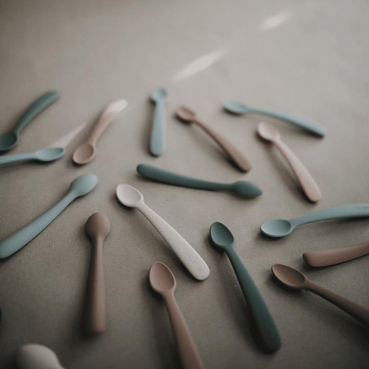 Actual product image Mushie 2 Pack Silicone Spoons Cambridge Shifting Sand