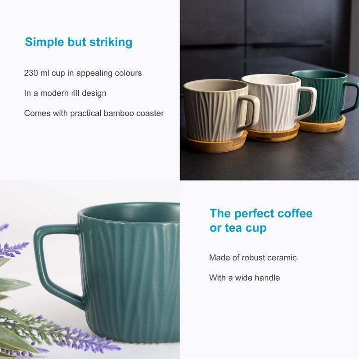 Produktbild Intirilife Kaffeetasse mit Holz Untersetzer (230 ml, 1 x)