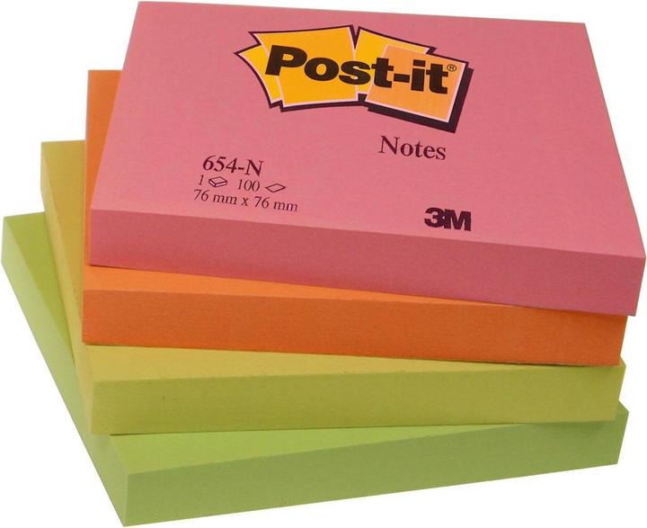 Produktbild Post-it Notizzettel Neonfarben 6 Blöcke, Neongelb (7.6 x 7.6 cm)