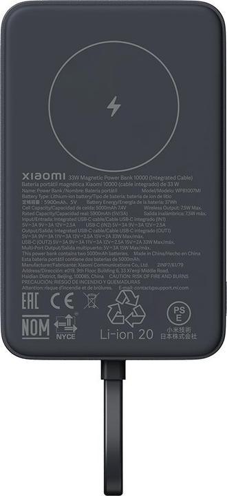 Produktbild Xiaomi 33W Magnetic Power Bank 10000mAh Gray (Integrated Cable) (10000 mAh, 33 W)