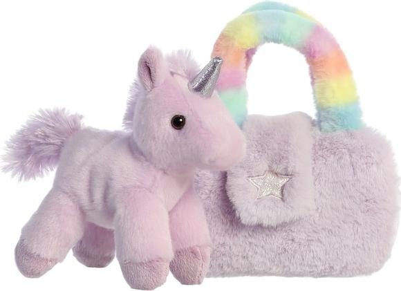 Produktbild Aurora Plüsch Einhorn - mit Tasche rosa und regenbogenfarben (20 cm)