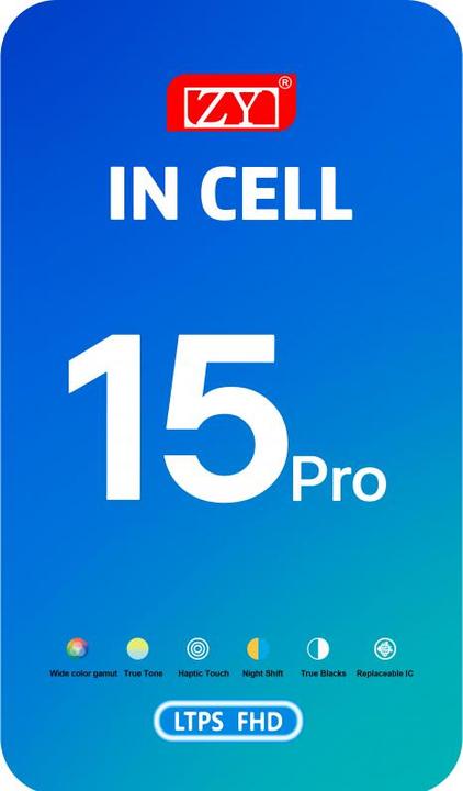 Image du produit Zy Display Unit für iPhone 15 Pro, In-Cell IC Version, Schwarz (Écran, Apple iPhone 15 Pro)