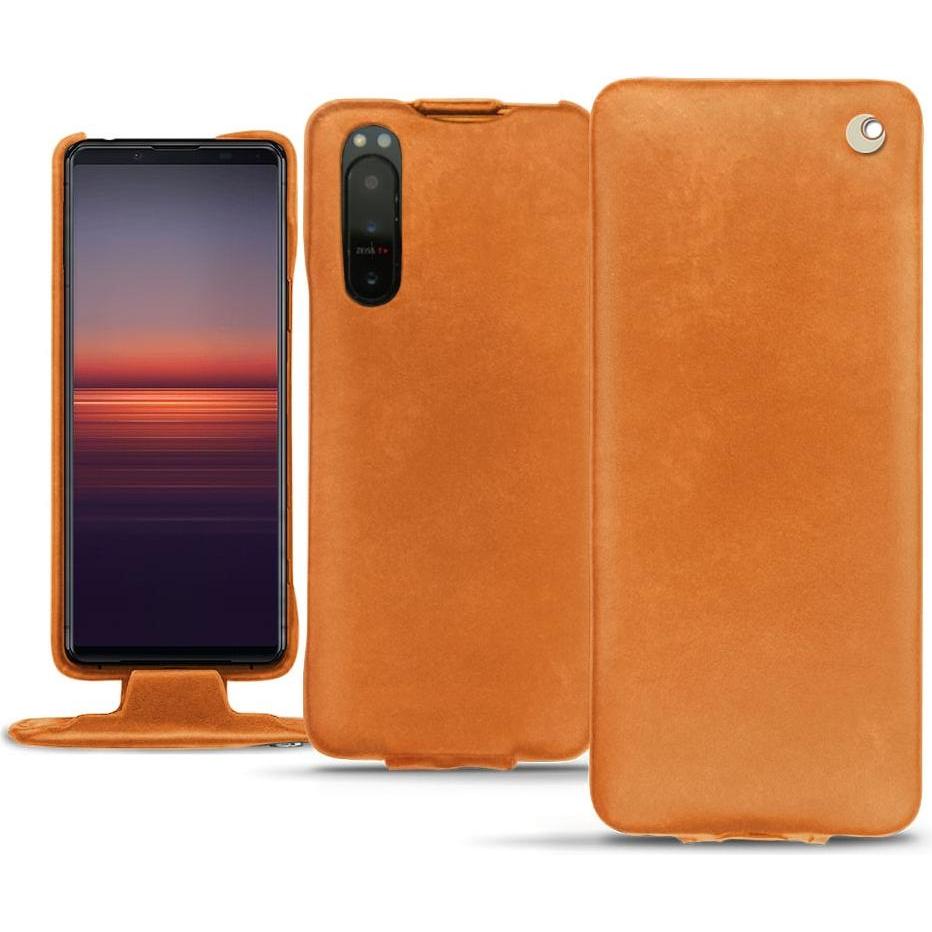 Noreve Lederschutzhülle vertikal (Sony Xperia 5 II), Smartphone Hülle, Orange