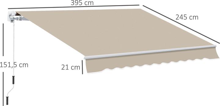 Actual product image Outsunny Gelenkmarkise mit Handkurbel (2.45 m)