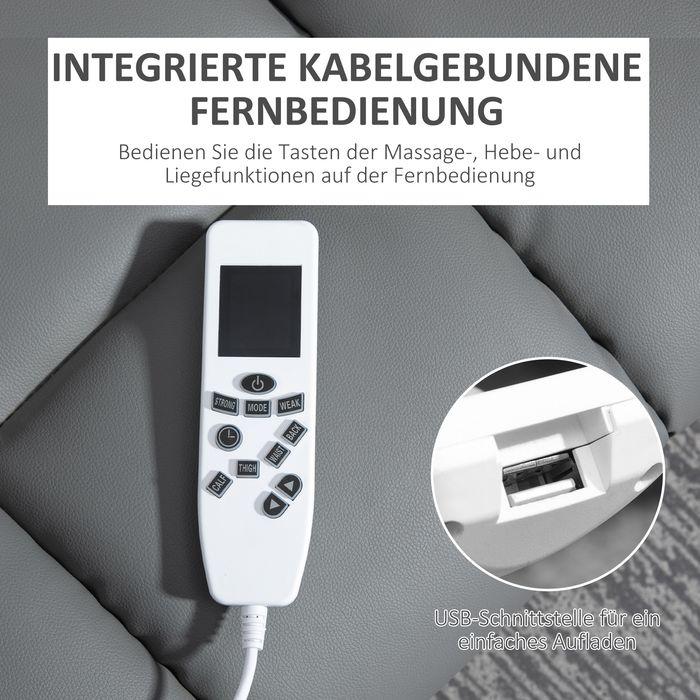 Produktbild Swisshandel24 Relaxsessel Aufstehhilfe elektrisch Fernsehsessel USB Massagesessel Fernbedienung Rollen Grau