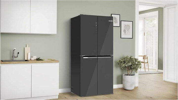 Actual product image Bosch Hausgeräte Series 4, Multi-door fridge-freezer, glass front, 189.5 x 85.5 cm, grey, KMC85LEEA (547 l)
