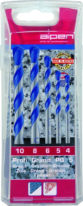Produktbild Alpen Granitbohrer-Set 5teilig 4 mm (4 mm, 5 mm, 6 mm, 8 mm, 10 mm)