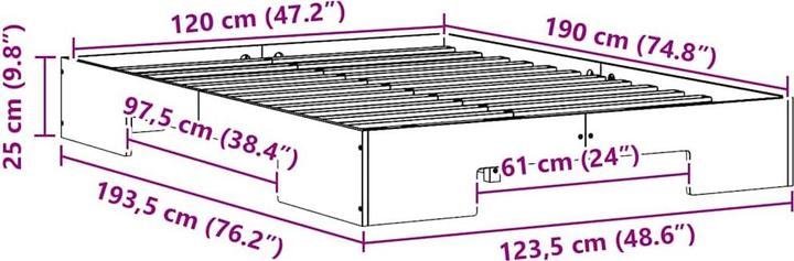 Actual product image vidaXL Bettgestell (120 x 190 cm)