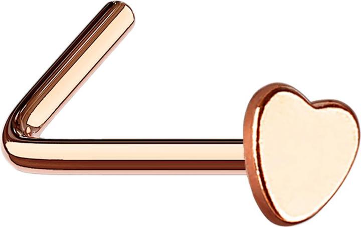 Produktbild Star Piercing Nasenstecker gewinkelt rosegold mit Herz (ohne Messing, Chirurgenstahl 316L)