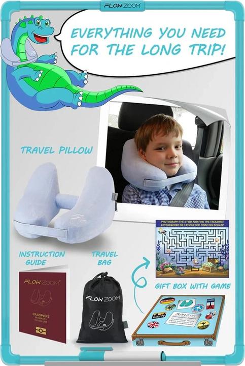 Immagine prodotto Flowzoom Cuscino AIR Kids | Cuscino gonfiabile per il collo per bambini e ragazzi (Cuscino per testa e collo)