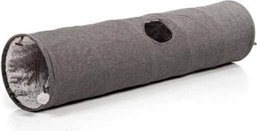 CanadianCat Tunnel pour chats avec fourrure douillette grise (Tunnels pour chat)