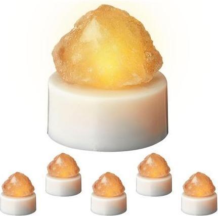 Actual product image G. Wurm Tealight Himalaya made of PP/salt stone yellow (W/H/D) 4x5x4cm 24 pcs. in display box (1 x)