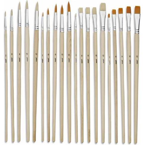 Pebeo, Pinsel, 20 flache + runde ML-Bürsten Poly+SBB