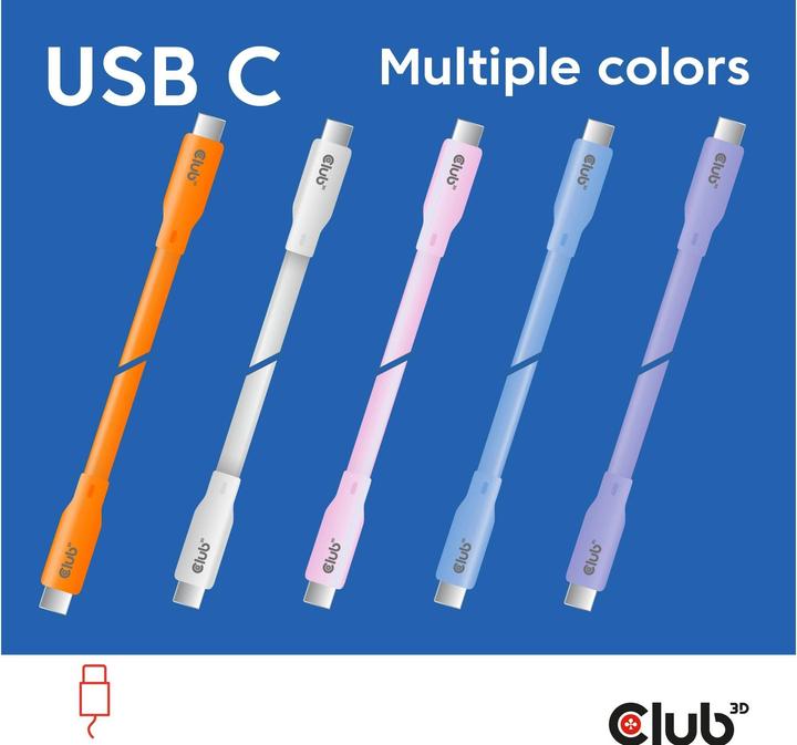 Actual product image Club 3D Club3D Lifestyle USB-C cable PD 240W,20Gbps 2m purple pc/st retail (2 m, USB 4.0, 240 W)