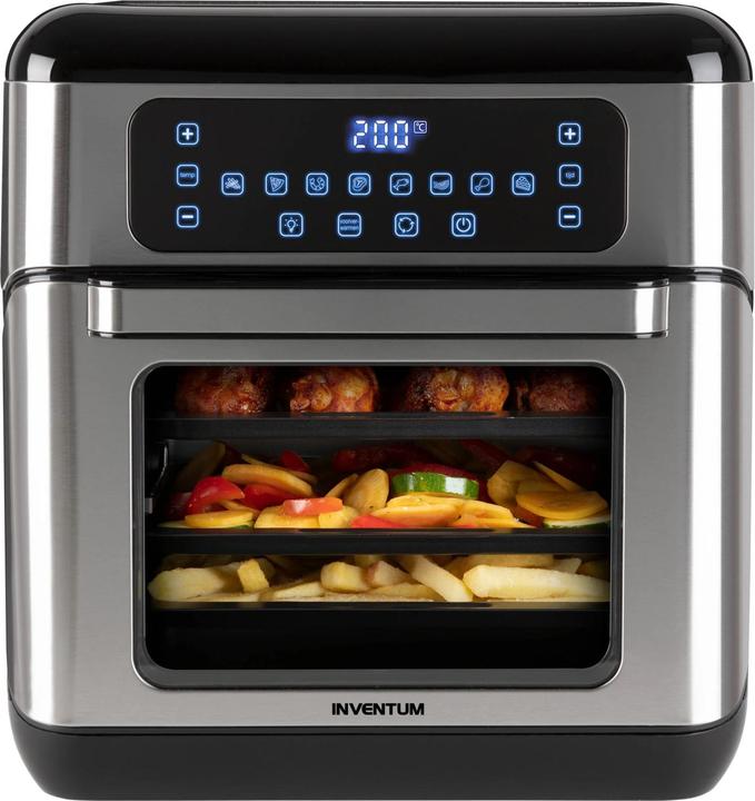 Productafbeelding Inventum GF1200HLD - Airfryer oven - Heteluchtfriteuse met roterende mand - Inhoud 12 liter - Zwart/RVS