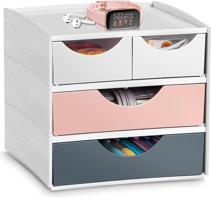 Dunkelgrau, Pink, Weiss