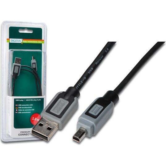Goobay USB-Kabel Anschl. AB St/St mini4P 1.8m schwarz (1 m, USB 2.0), USB Kabel