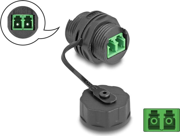 Actual product image Delock Fibre optic cable connector LC duplex socket to LC duplex socket (Cable connection box)
