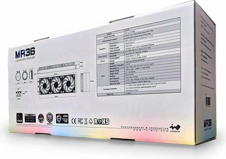 Actual product image In Win InWin MR36 ARGB complete water cooling system - 360mm, black