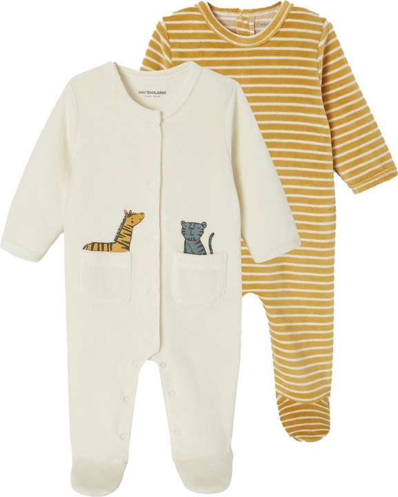 Actual product image Vertbaudet 2er-Pack Baby Samt-Strampler mit Recycling-Polyester (74)