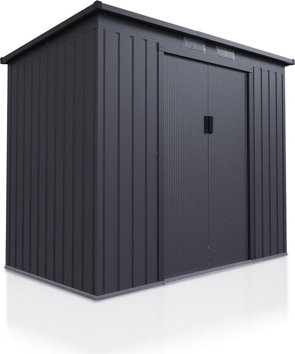 Juskys Metall Geräteschuppen Gerätehaus M mit Pultdach - Dunkelgrau