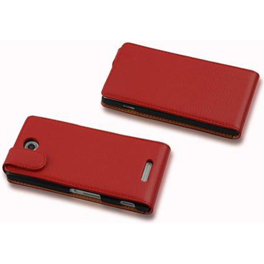 Thumbnail - Cadorabo Flip mit Struktur Cover (Sony Xperia C), Smartphone Hülle, Rot