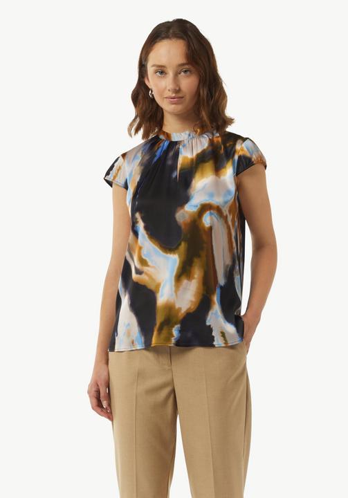 Actual product image Comma Bluse Gemusterte Satin-Bluse mit Cut-out-Detail am Ausschnitt (32)