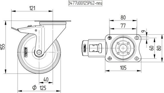Produktbild Tente Lenkrollen