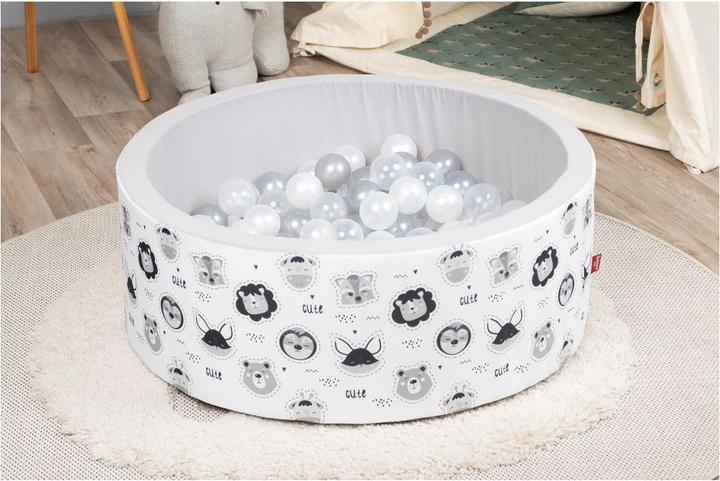 Immagine prodotto Knorrtoys Bällebad soft - "Cute Animals" - 150 balls grey/white/transparent (ca. 7 cm)