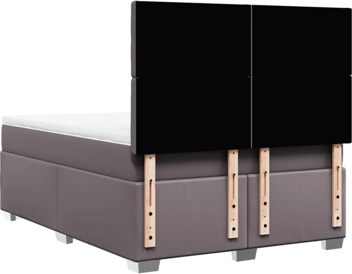 Produktbild vidaXL Boxspringbett Polsterbett Bett mit Matratze Grau 140x190cm Kunstleder (140 x 190 cm)