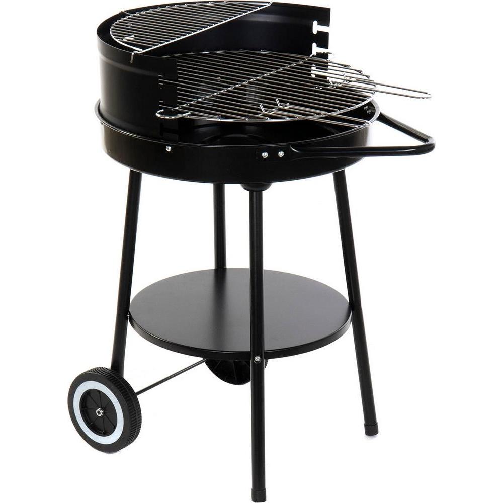 DKD Home Decor, Holzkohlegrill, Holzkohlegrill mit Rädern Schwarz Metall Kunststoff 59 x 49,5 x 82 cm