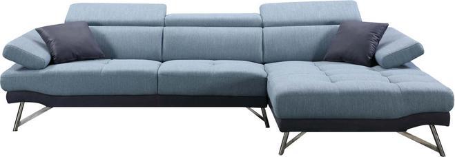 Produktbild Swisshandel24 Sofa, Couch Ecksofa L-Form 3-Sitzer, Liegefläche rechts, blau-grau